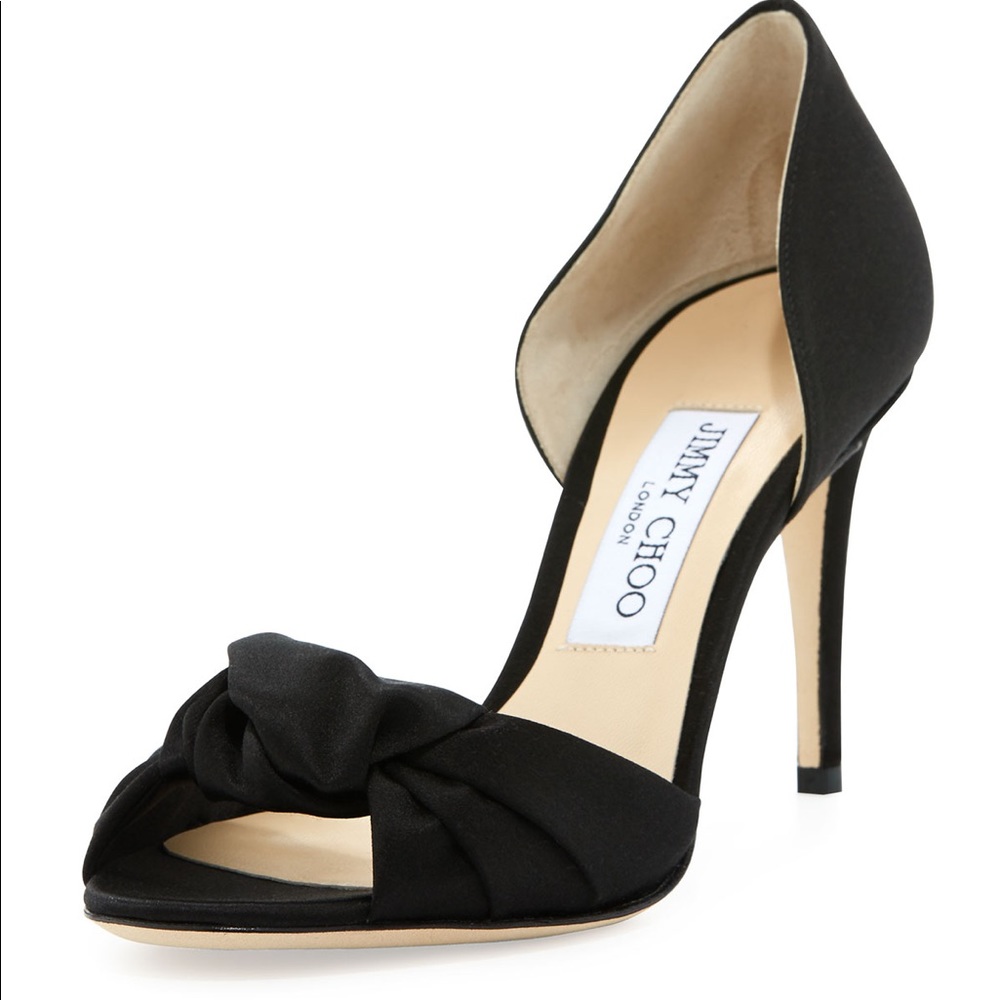 SALE🎉Jimmy Choo Black Kitty Knotted Satin D'orsay - Picture 1 of 8